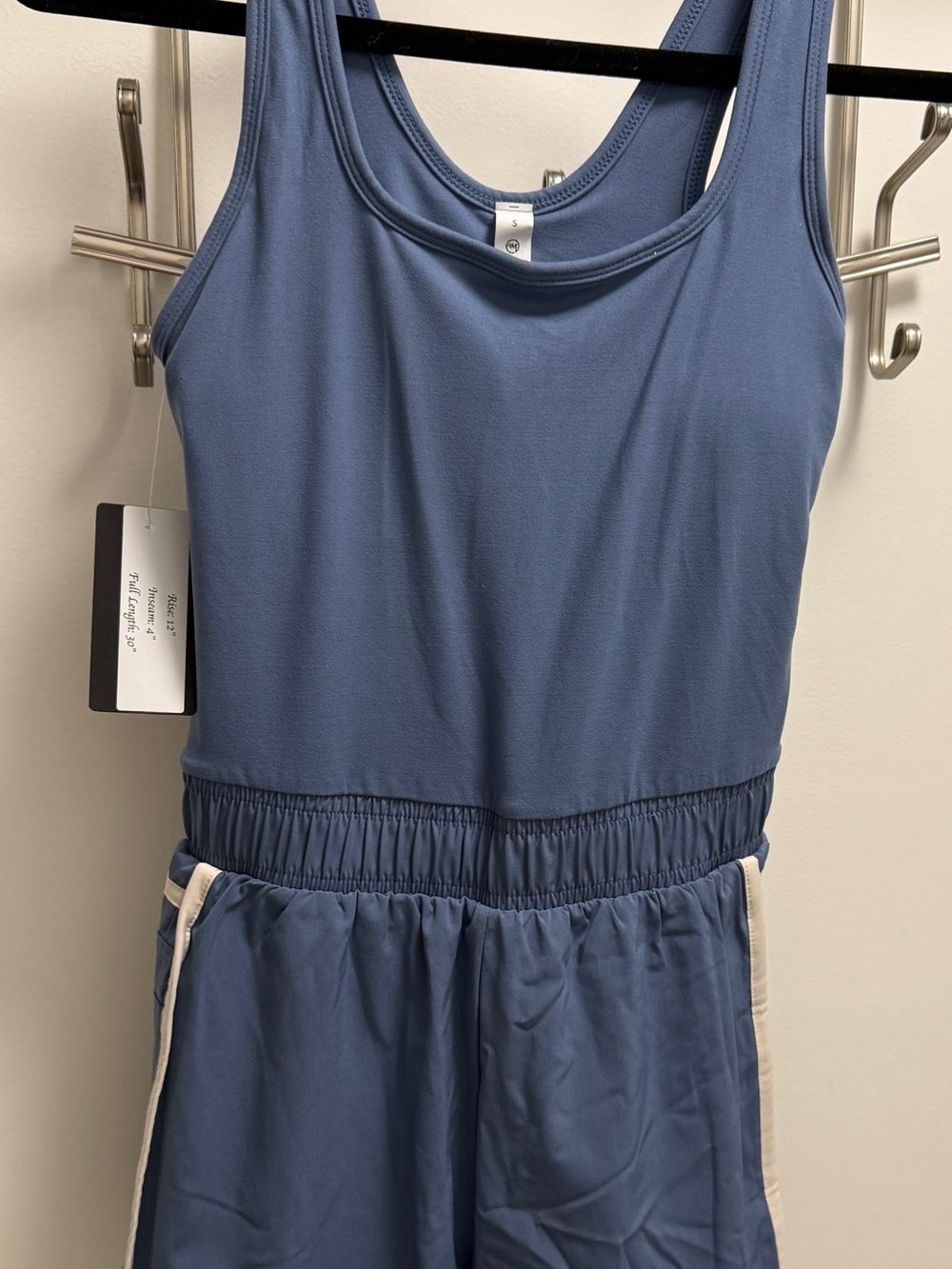 Women's Blue Sleeveless Romper with Elastic Waist